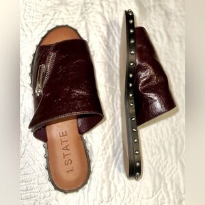 1. State leather burgundy silver studded sandals